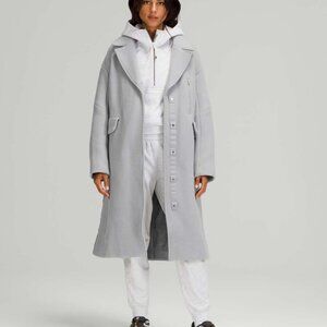 Lululemon Wool Long Coat Light Grey Size 8/ L-  XL